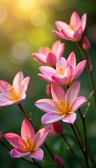 Naklejka premium Delicate flowers swaying gently in a warm breeze, flora, petals, garden