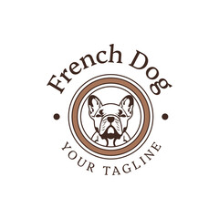 Vector french dog logo. Perfect for any business especially related to dog animal characters.