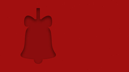 red textured canvas background with christmas bell shape cutout