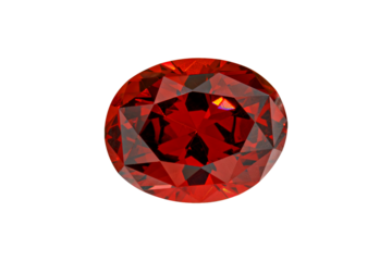 Garnet faceted mine cut stone mineral macro photography on white isolated background close up.