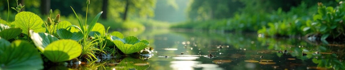 Tarenaya hassleriana in a wetland environment, plant, pond, nature