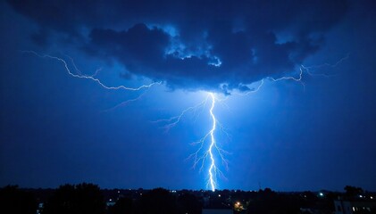 Electric blue lightning streaks across a dark canvas, stormy night, atmosphere, weather