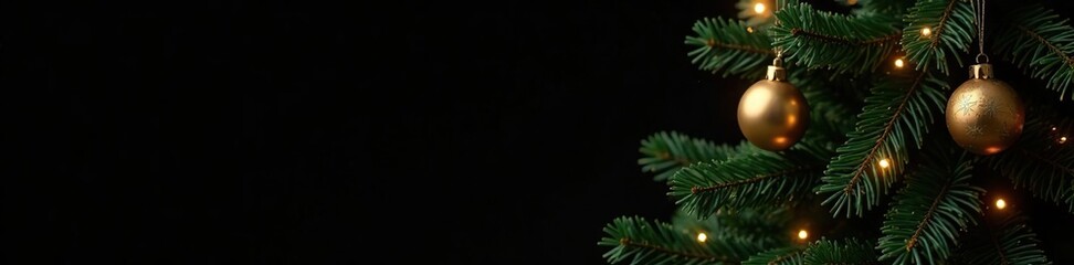 Christmas tree covered in golden star decorations on a black backdrop, holiday, decorations