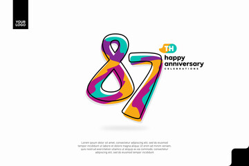 Number 87 logo icon design, 87th birthday logo number, anniversary 87
