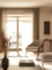Obraz premium background and interior concept - blurred living room with furniture at home