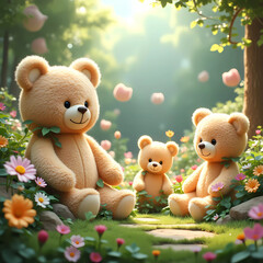 Teddy Bears in Bloom: A Peaceful, Enchanted Floral Wonderland