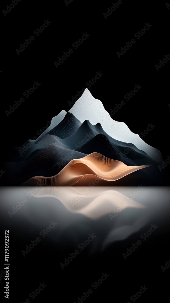 Poster moody abstract mountainous landscape with mesmerizing wave like pattern in pastel tones a 3d renderi