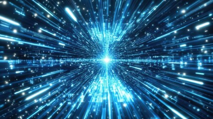 Fototapeta premium blue abstract technology vector background, speed connection network technology concept, futuristic cyberspace background