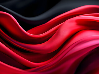 Obraz premium Luxurious Red Fabric on Black Background: A Bold and Elegant Design Element