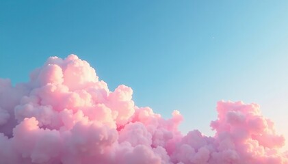 Soft pink clouds drift lazily across cerulean sky, wispy strands, peaceful, ambient