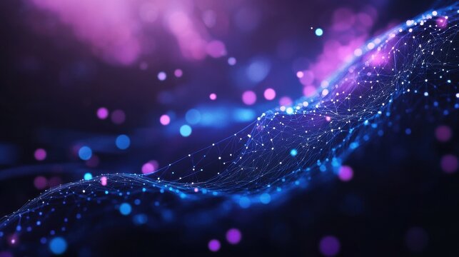 Digital blue and purple tech circle on dark background. Science, futuristic digital technologies concept.
