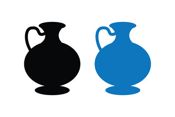 Jug silhouettes with white background and color art