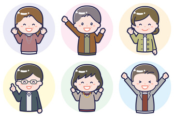 いろいろな人物セット_喜び_中年