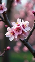 Flowers blooming on the branches of a deciduous tree in full color, nature, blossoms,