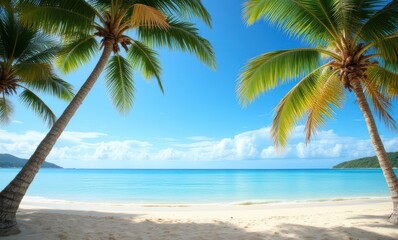 Serene beach with palm trees