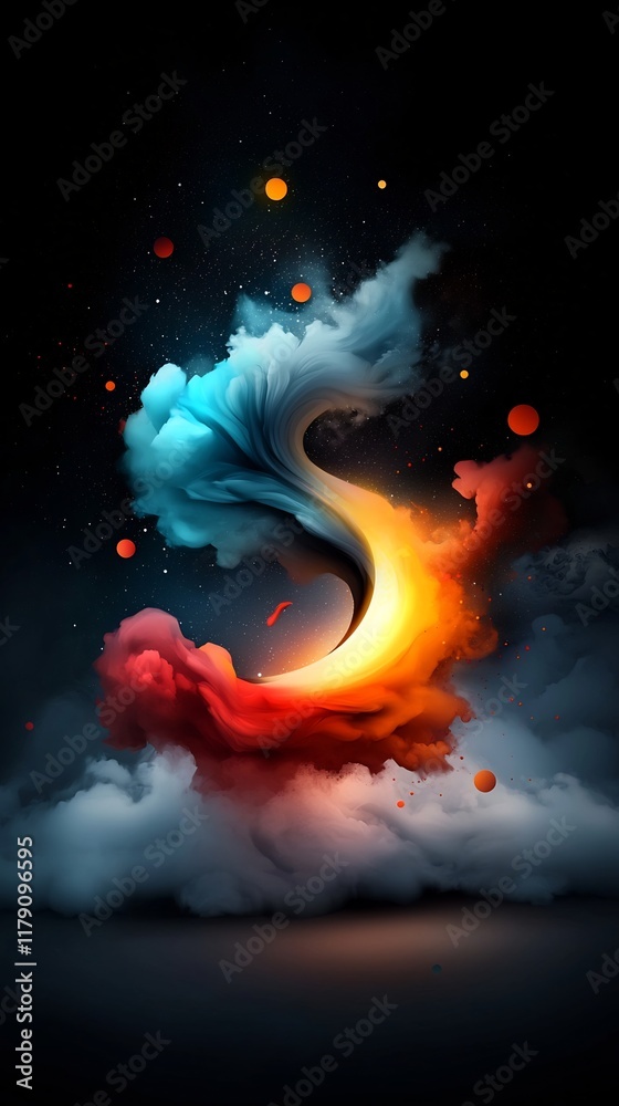 Poster mesmerizing iridescent shapes in a mystical ethereal composition captivating prismatic effect and gl