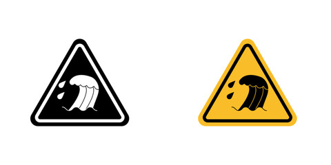 High sea waves warning signs vector graphic pack