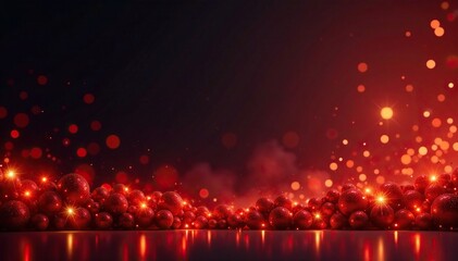 A majestic garland of red and gold lights against a dark backdrop, sparkling, dark, regal