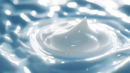 Creamy white substance swirls in clear water creating soft ripples and reflections