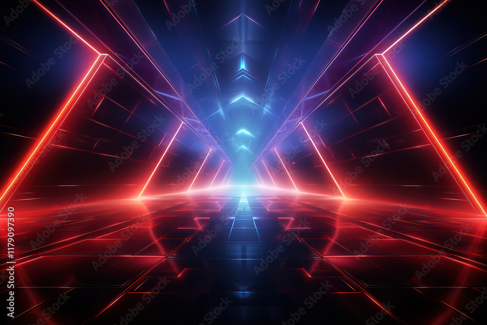 Wall mural excellent futuristic neon grid computer background image desktop computer