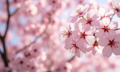 Close-up of pink cherry blossoms in bloom