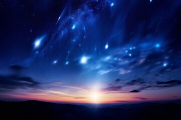 Fototapeta premium celestial bodies shooting stars descending through the night sky