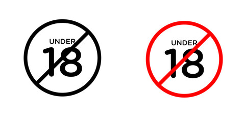 No under eighteen sign vector graphic pack