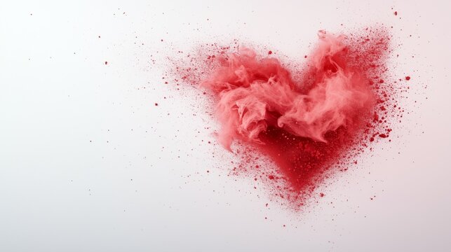 Vibrant red heart shape created with powder, perfect for Valentine's Day celebration decoration