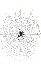 Obraz premium Intricate Spider Web, Nature s Geometric Design, Isolated on White, Black and White Photography