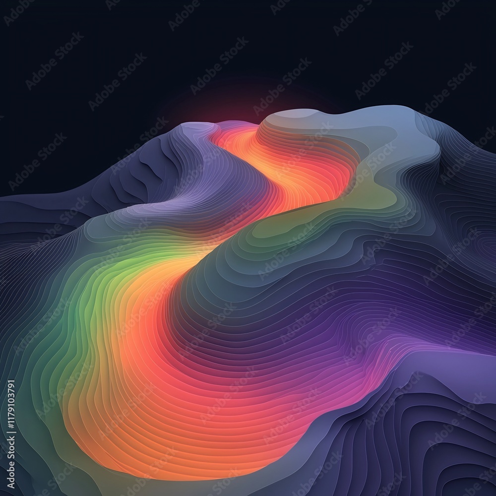 Poster captivating topographic rainfall map with detailed meteorological data representation and swirling f