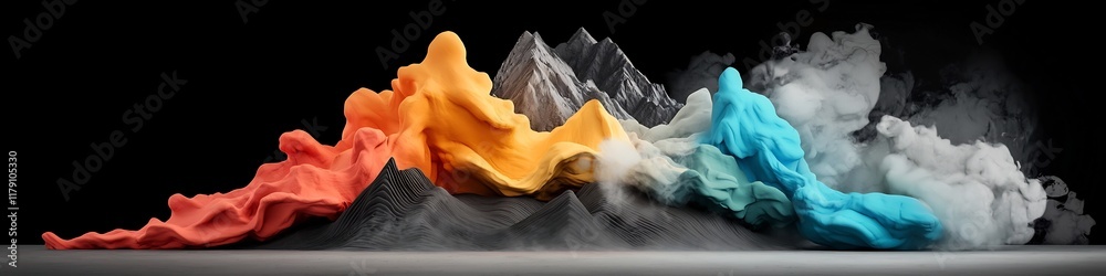 Poster a dynamic and surreal digital visualizing the frequency distribution of voting preferences in an ele
