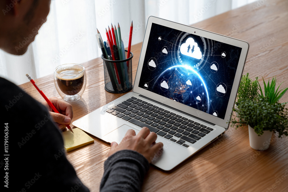 Poster cloud computing software for modish remote work and personal data storage