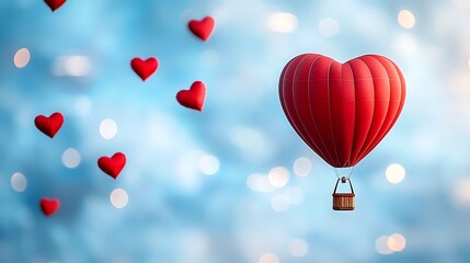 Romantic Hot Air Balloon Ride with Heart Shaped Design for a Festive Valentine s Day in the Sky