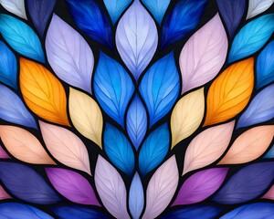 Abstract Colorful Leaf Pattern Vibrant Hues Nature Inspired Design Artistic Artwork