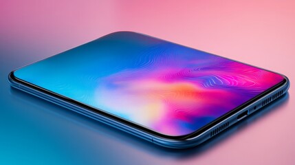 Smartphone showcases vibrant colors and abstract swirls on its display vivid