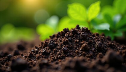 Freshly mixed high-moor peatless compost with pflanzenkohle and beneficial microorganisms, organic, garden soil