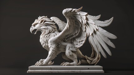 Fototapeta premium A 3D rendered white griffin with its wings spread.