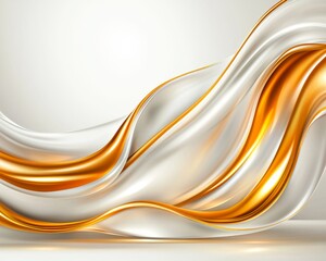 Obraz premium Elegant Abstract Gold and Silver Swirling Liquid Waves Dynamic Flowing Design
