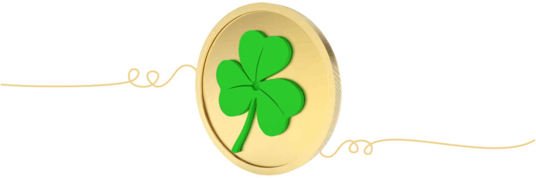 gold coin with green shamrock on white clip art preview