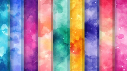 Colorful watercolor texture stripes background.