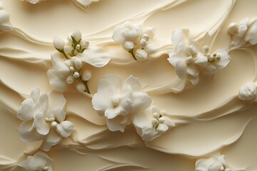 Creamy backdrop with delicate white flowers.