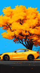 Autumn Sports Car Illustration