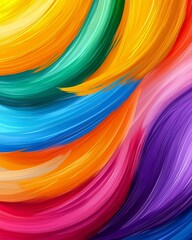 Naklejka premium Vibrant Swirling Rainbow Hues Abstract Paint Strokes Background Texture