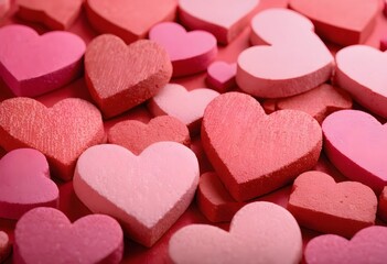 Obraz premium Heart Shaped Candy Hearts Stacked Up Together In Piles Valentine's Day Hearts Background