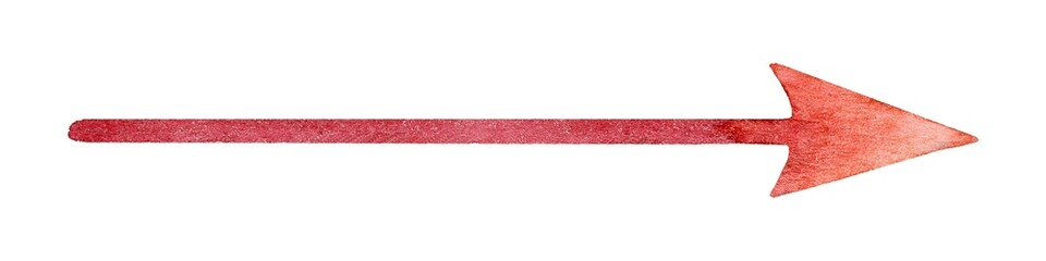 Red arrow pointing right, ideal for directional signage or design elements, with a vibrant and bold appearance