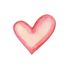 Watercolor heart illustration suitable for various creative projects and designs featuring soft pink hues and a textured appearance