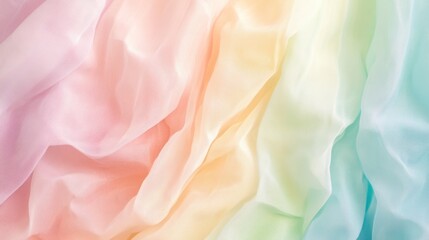 Obraz premium Pastel rainbow fabric texture with soft folds and subtle color gradients.