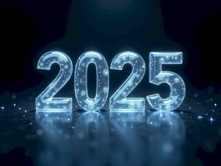 Glowing 2025 Ice Crystal Typography for Futuristic or Decorative Art