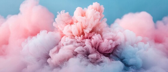 Fototapeta premium Abstract Pastel Pink and Blue Ink Cloud Swirl Dreamy Color Smoke Background Texture