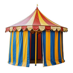 Colorful Circus Tent for Events and Performances on Transparent Background
